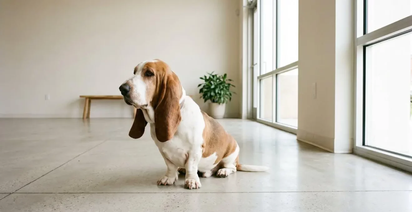 Basset Hound avec ses longues oreilles tombantes créant un microclimat auriculaire