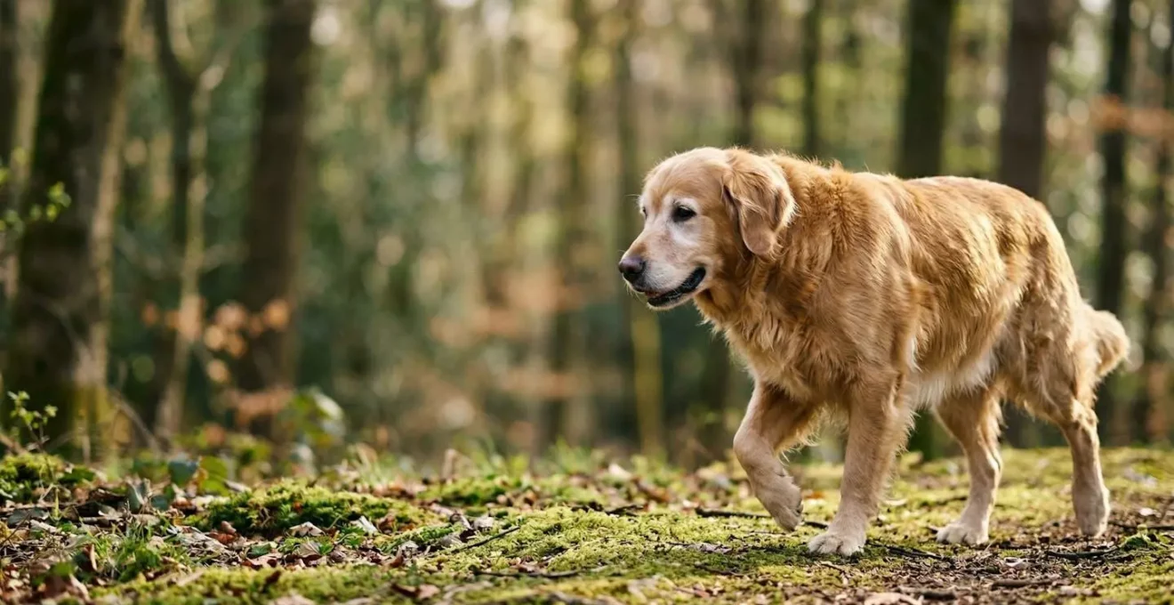 Chien senior en mouvement illustrant la santé articulaire et la mobilité
