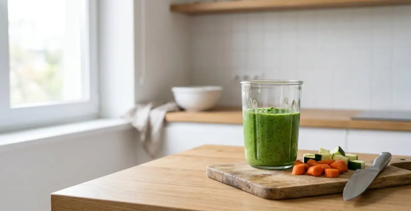 Préparation de purée de légumes pour alimentation BARF avec mixeur
