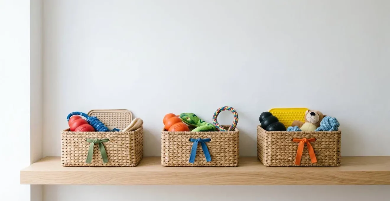 Organisation visuelle du système de rotation des jouets pour maintenir l'intérêt du chien