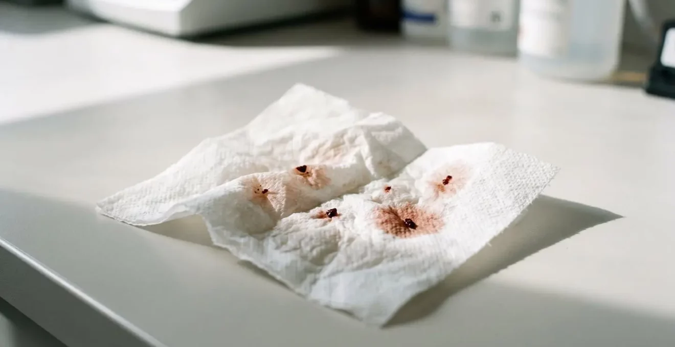 Démonstration du test du papier mouillé pour détecter les déjections de puces